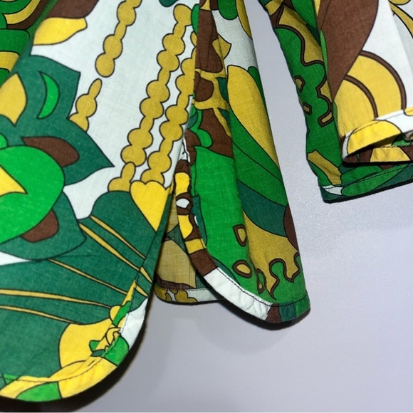 Women's Manuheali'i blouse green brown and yellow size small - Picture 4 of 4